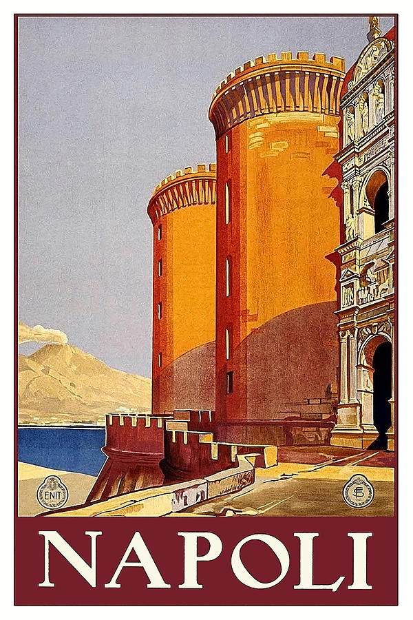 Naples, fortress, Italy, vintage travel poster Painting by Long Shot