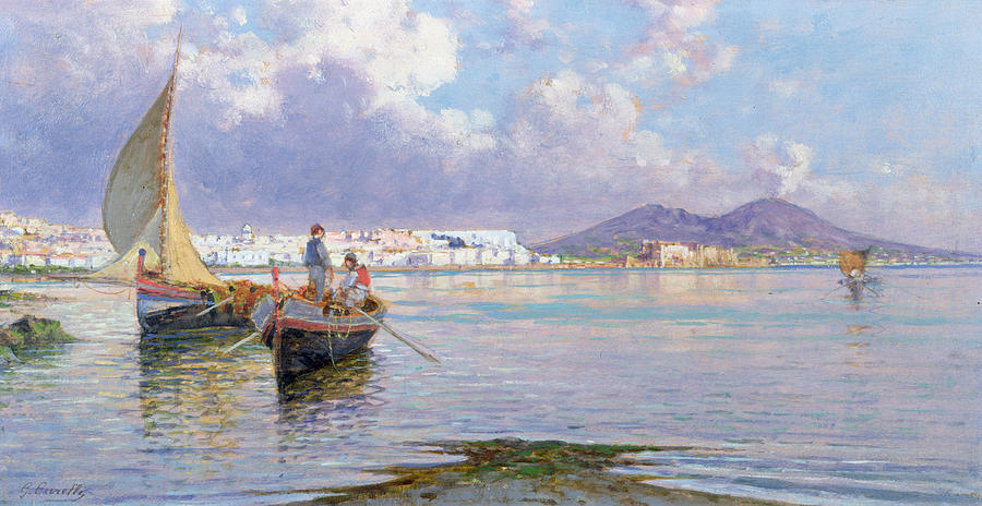 Boat Painting - Naples from Mergellina  by Giuseppe Carelli