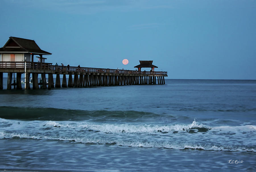 Naples Pier - Setting Moon over the Pier Photograph by Ronald Reid