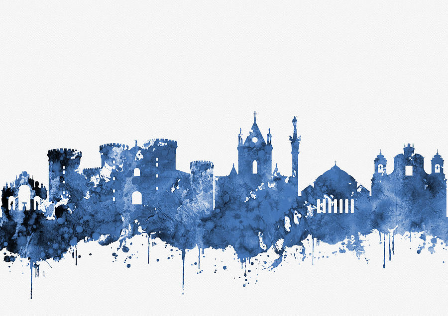 Naples skyline-blue Digital Art by Erzebet S - Fine Art America