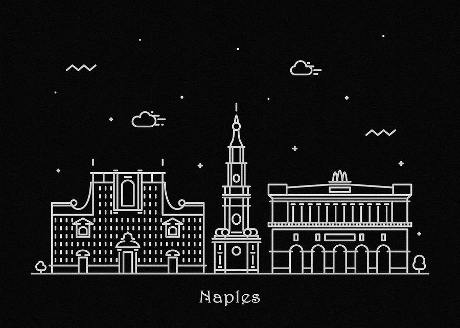 Naples Skyline Travel Poster Drawing by Inspirowl Design