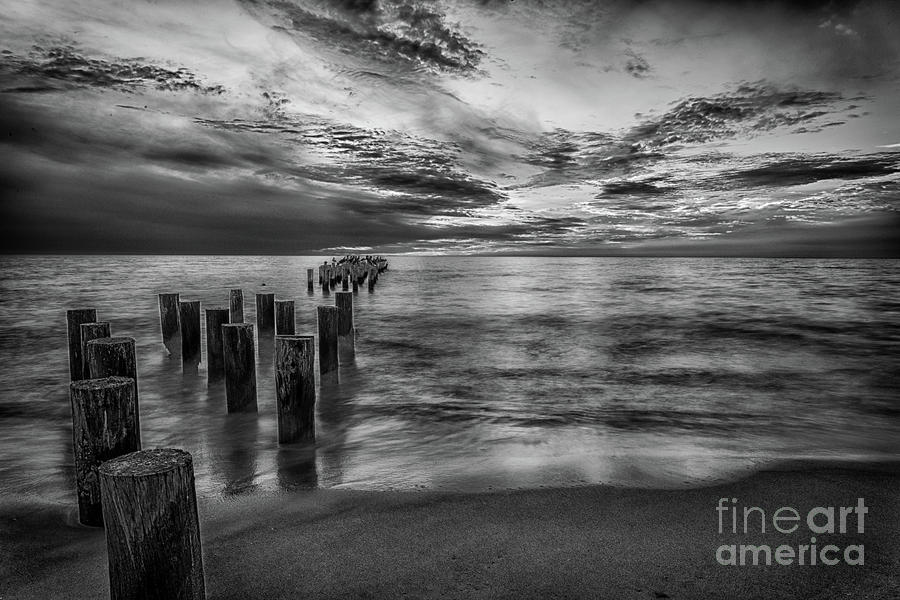 Sunset Photograph - Naples sunset in Black and White by Paul Quinn