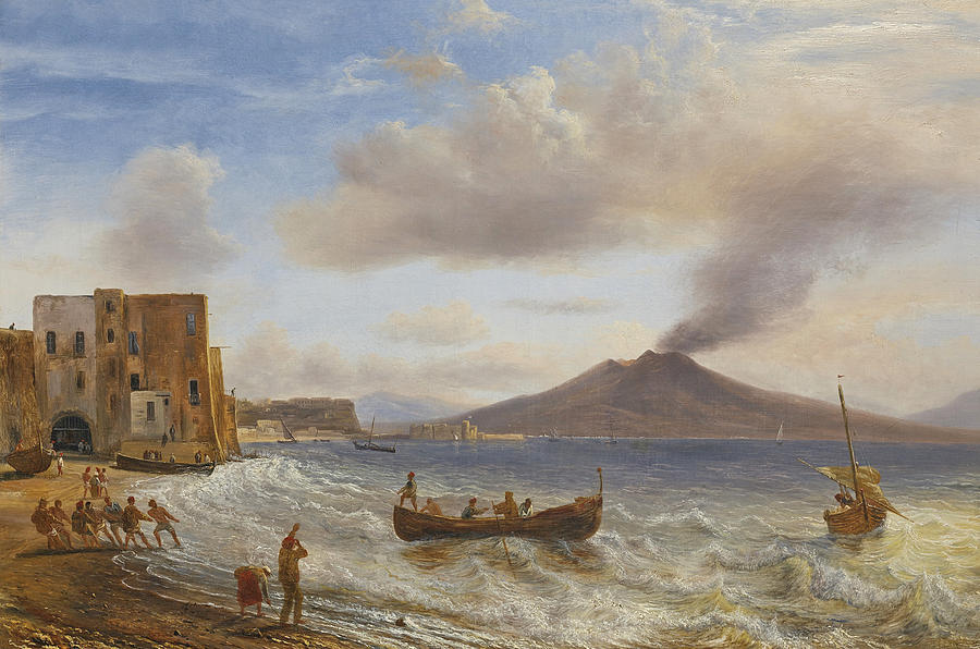 Naples. The Castel dellOvo and the Vesuvius Painting by Francois Diday