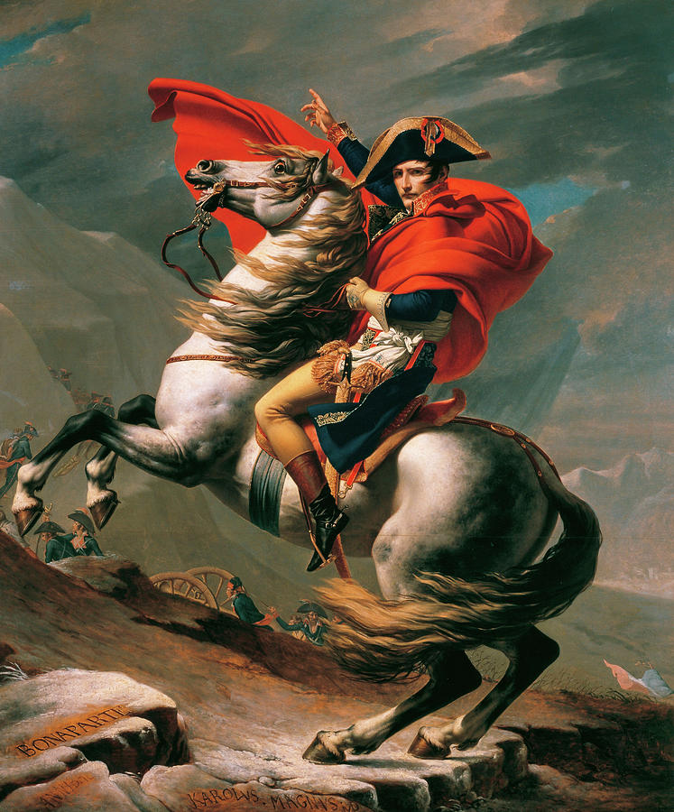 Napoleon Bonaparte Painting - Napoleon at the Great St  Bernard by Jacques-Louis David