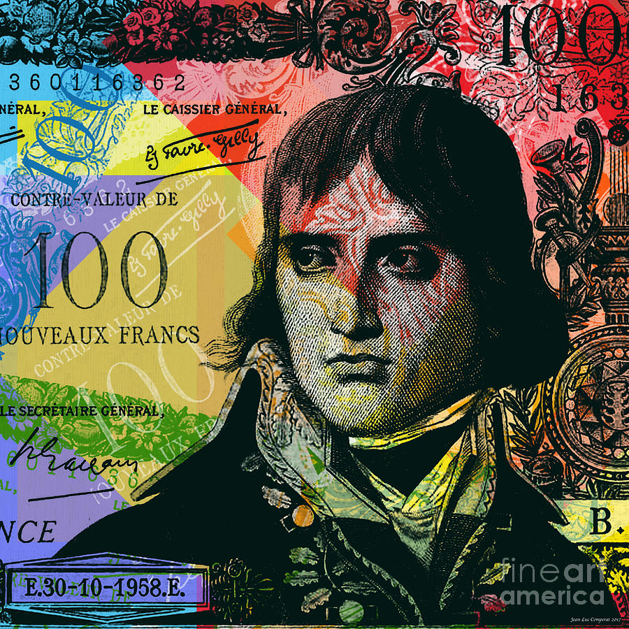 Napoleon Digital Art - Napoleon Bonaparte Pop Art 100 francs banknote by Jean luc Comperat