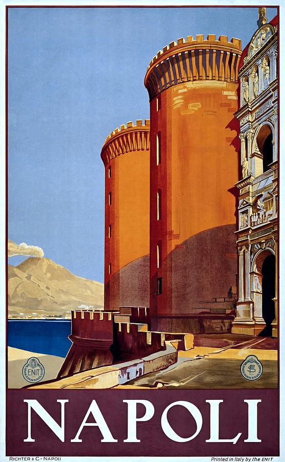 Napoli Italy, travel poster for ENIT, ca. 1920 Painting by Vincent Monozlay