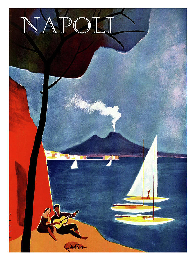 Napoli, Naples, Italy, sailing boats, Painting by Long Shot