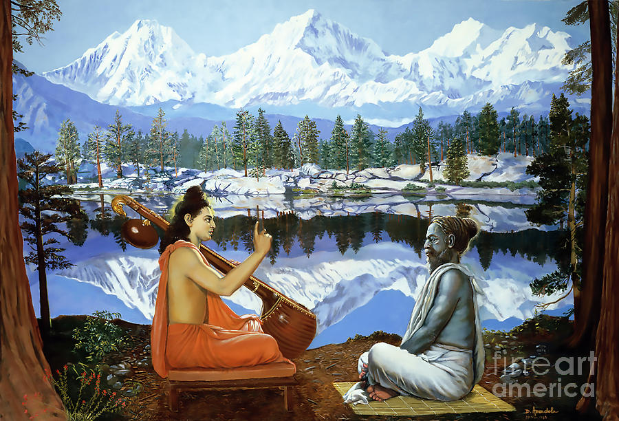Narada instructs Srila Vyasadeva Painting by Dominique Amendola