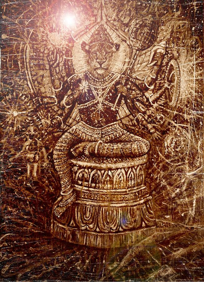Narasimha Divine Protector Painting by Michael African Visions