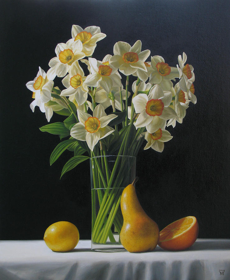 Still Life Painting - Narcissus by Miljan Vasiljevic