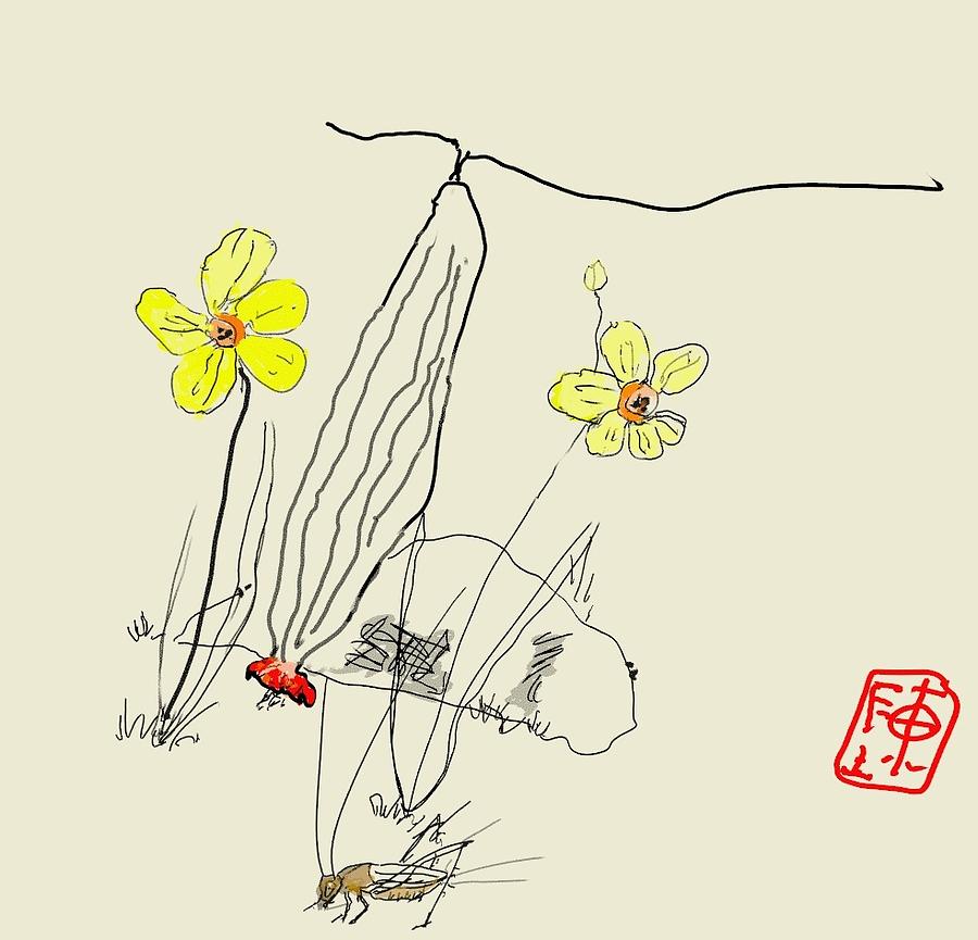 Narcissus  With Cricket Digital Art by Debbi Saccomanno Chan