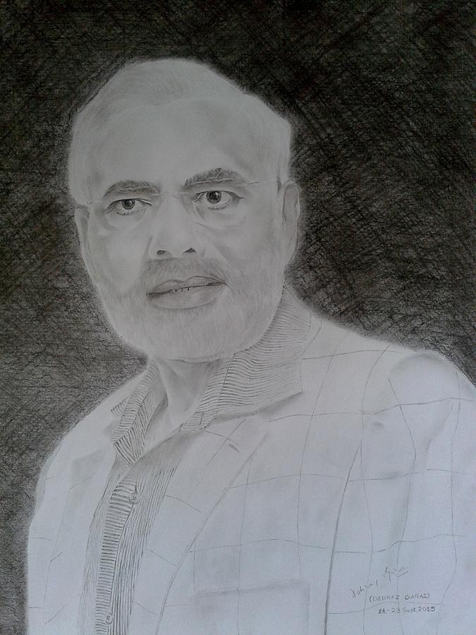 Narendra Modi Drawing by Debraj Garai - Fine Art America