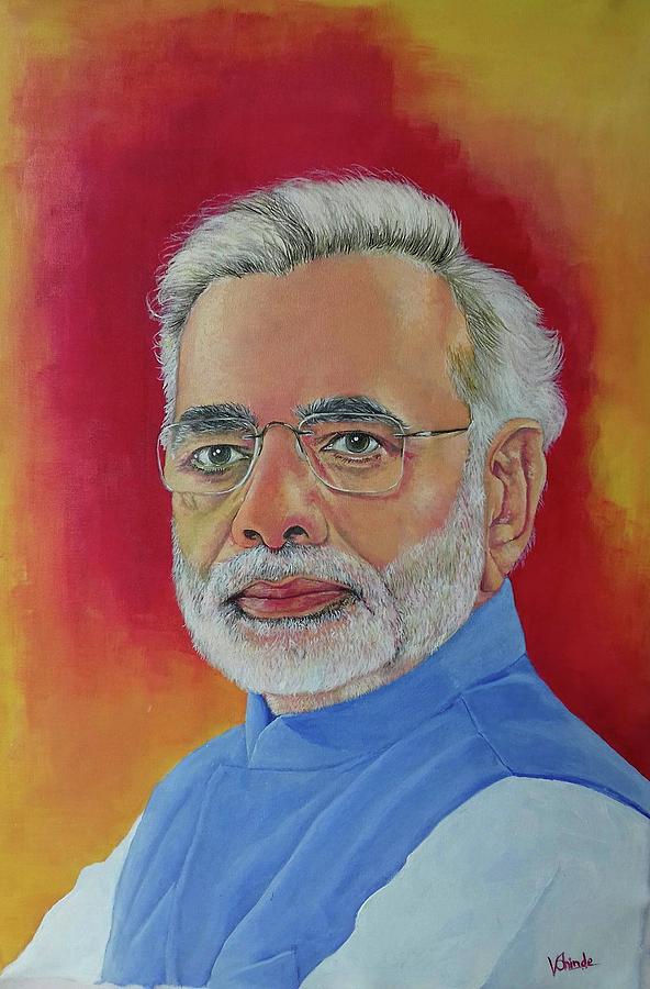 Narendra Modi Painting by Vijaykumar Shinde