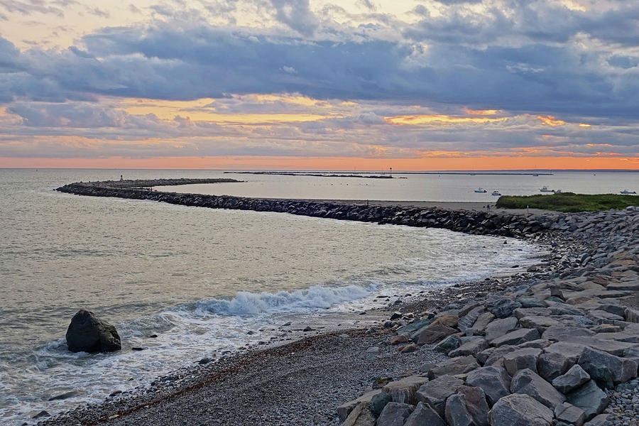Narragansett RI Judith Point Breakwater at Sunset Photograph by Toby McGuire