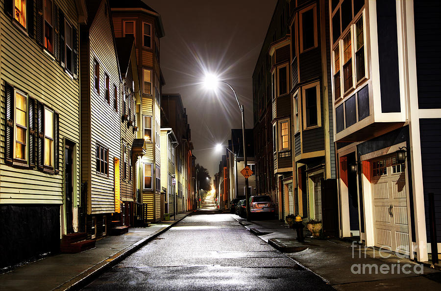 Boston Photograph - Narrow City Street at Night by Denis Tangney Jr
