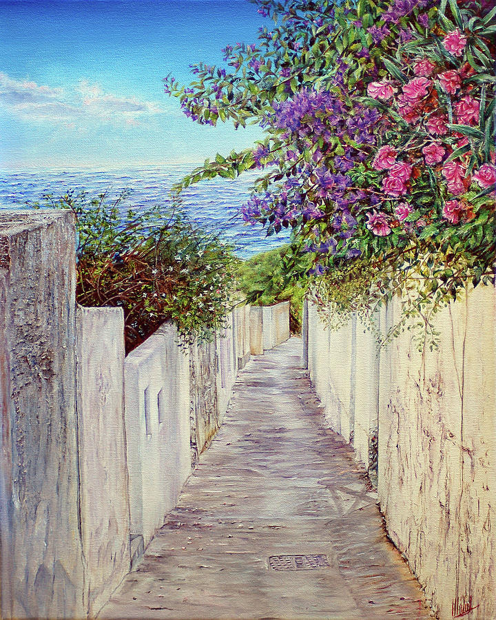 Strombolis Seaside Path Painting by Michelangelo Rossi