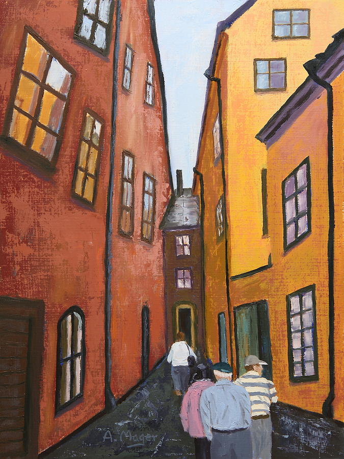Architecture Painting - Narrow Passage by Alan Mager