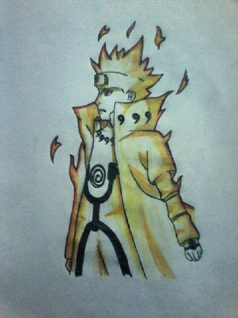 Naruto Kyuubi Mode Drawing by Hiranya Gogoi