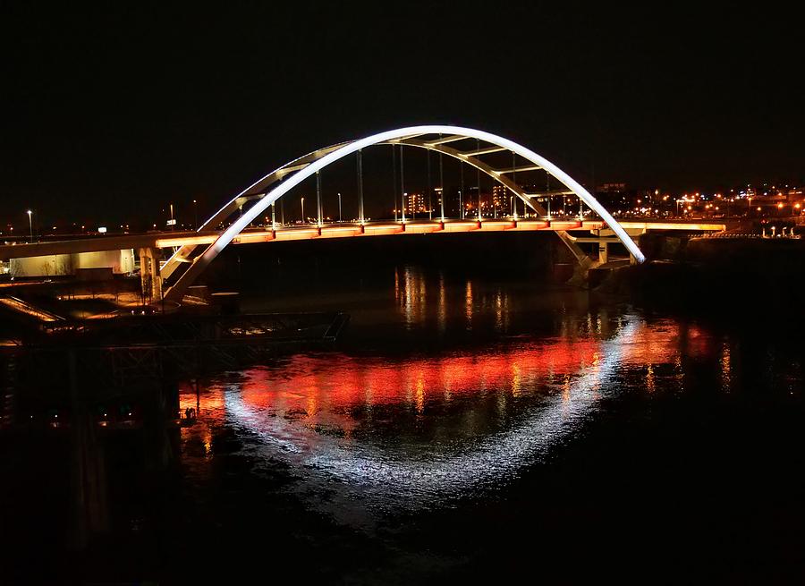 Nashville Bridge at Night Photograph by Jack Riordan