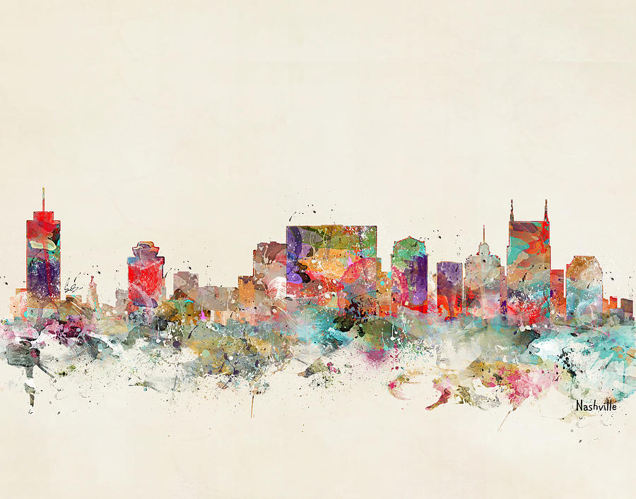 Nashville City Skyline Painting by Bri Buckley