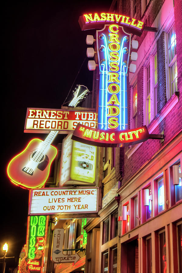 Nashville Music City Vintage Neons Photograph by Gregory Ballos