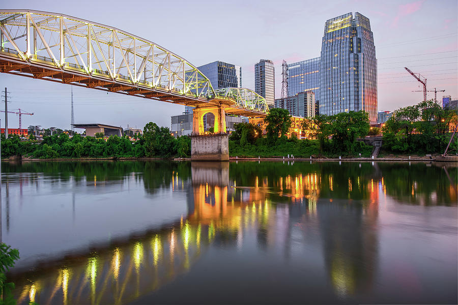 Nashville Photograph - Nashville Pedestrian Bridge Reflections by Gregory Ballos