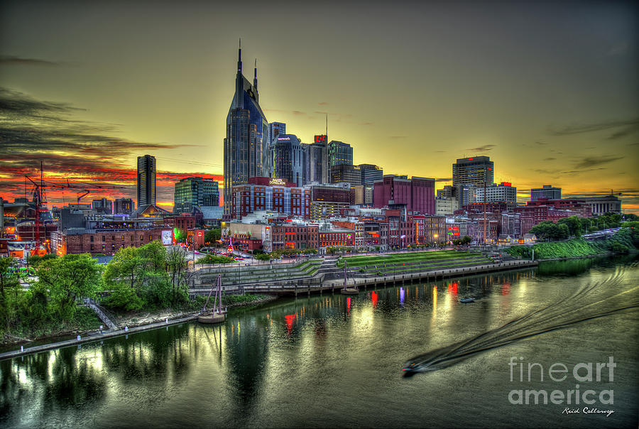 Nashville Resplendent Sunset Cityscape Art Photograph by Reid Callaway