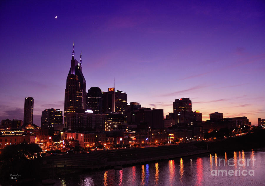 Nashville Skyline at Night Photograph by Wanda-Lynn Searles