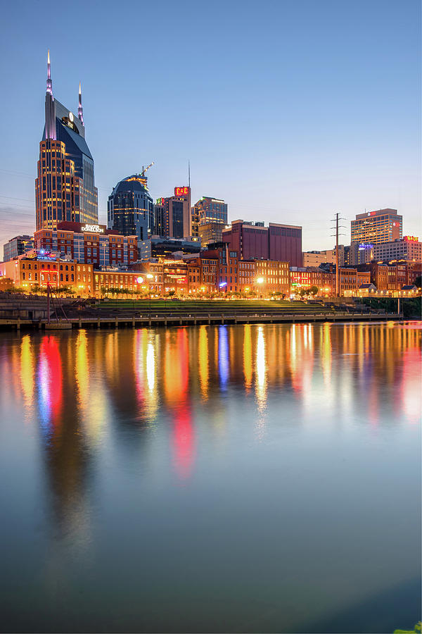 Nashville Skyline Reflections - Color Edition Photograph by Gregory Ballos