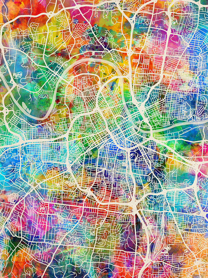 Nashville Digital Art - Nashville Tennessee City Map by Michael Tompsett