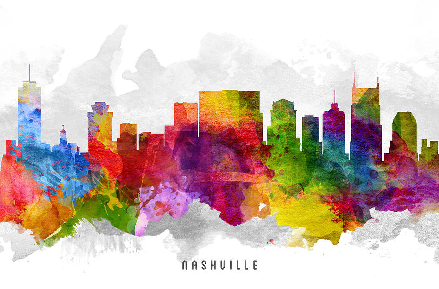 Nashville Painting - Nashville Tennessee Cityscape 13 by Aged Pixel