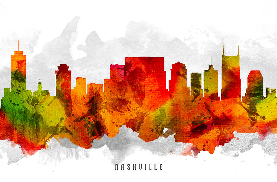 Nashville Painting - Nashville Tennessee Cityscape 15 by Aged Pixel