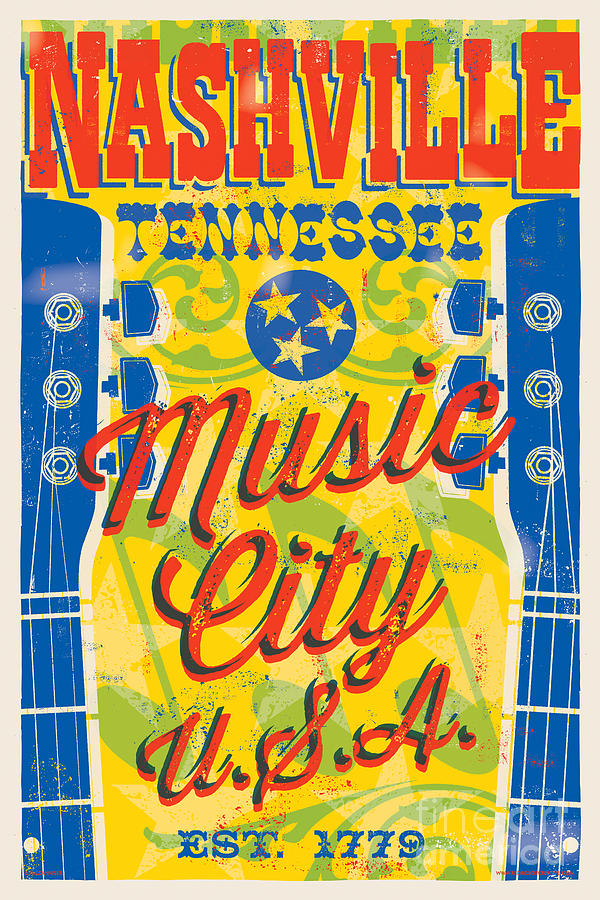 Guitars Digital Art - Nashville Tennessee Poster by Jim Zahniser