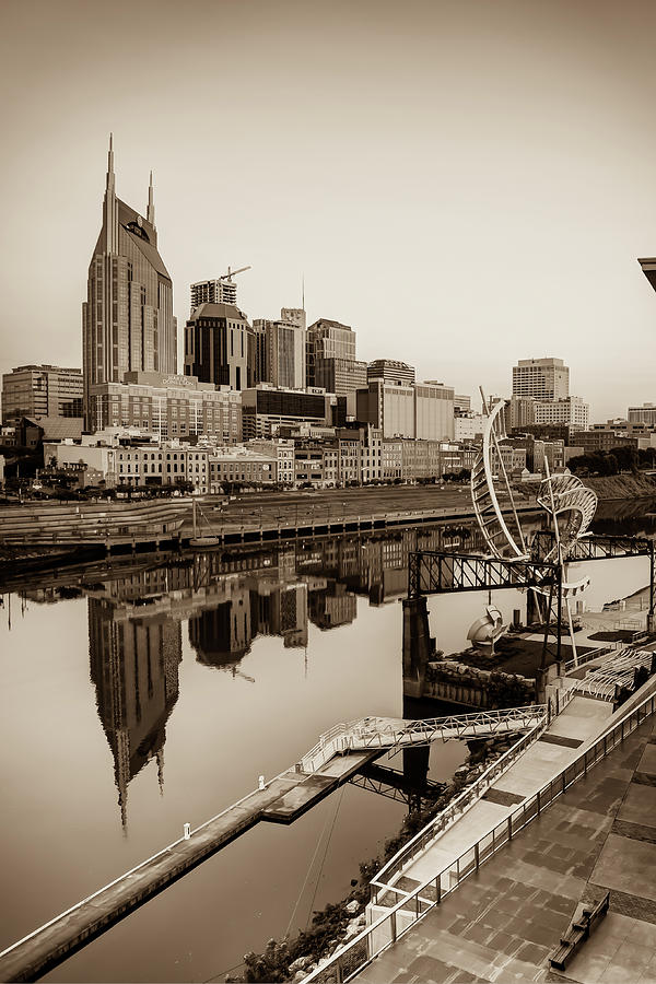 Nashville Skyline Print, offers Nashville Tennessee Architecture, Nashville Sepia, Music City Prints, Nashville Skyline Artwork, Cumberland River