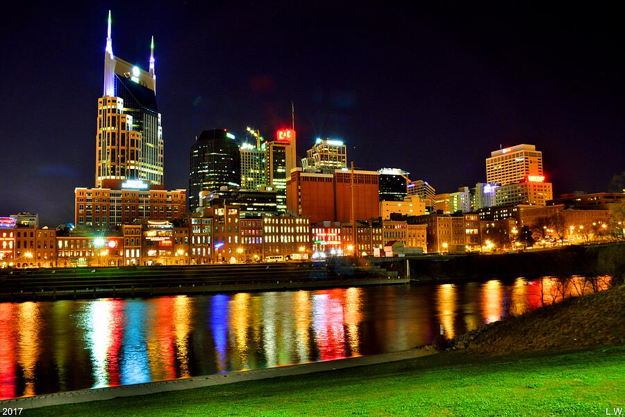 Nashville Tennessee Skyline At Night Photograph by Lisa Wooten