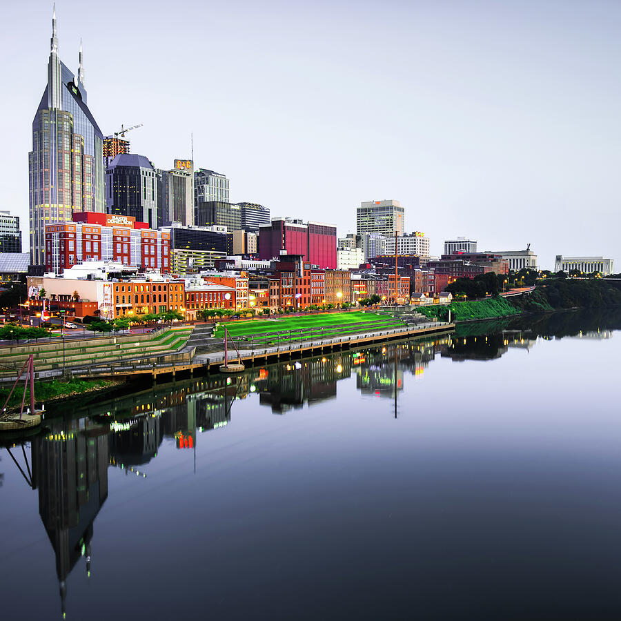 Nashville Photograph - Nashville Tennessee Skyline Vanishing Point - Square Format by Gregory Ballos