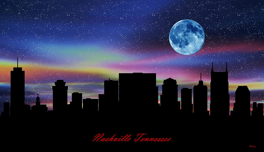 Nashville Tennessee Twilight Skyline Digital Art by Gregory Murray
