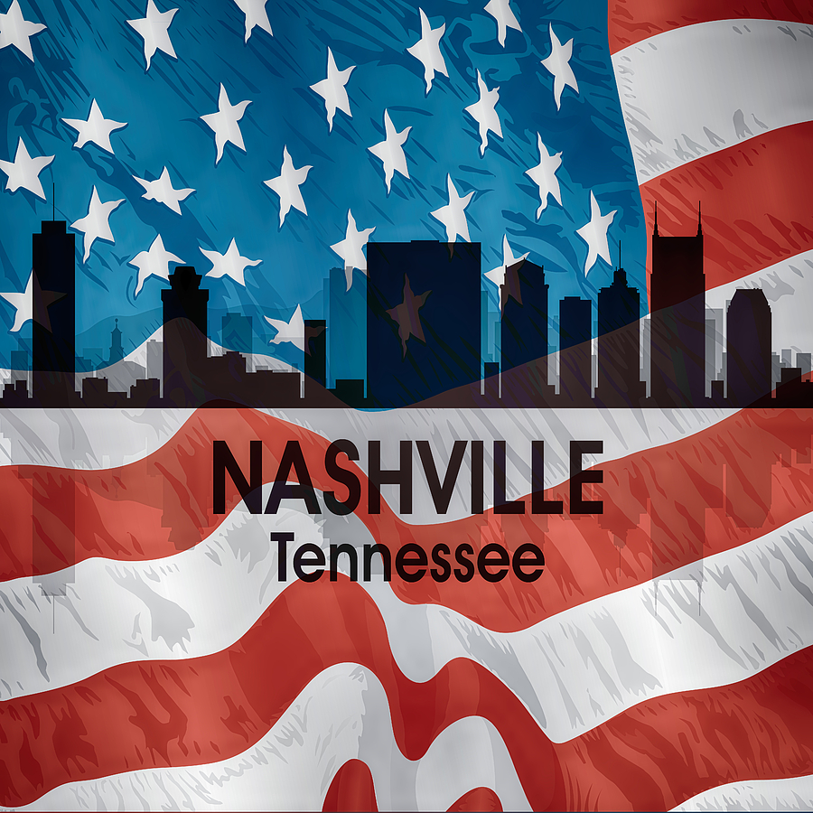 Nashville Digital Art - Nashville TN American Flag Squared by Angelina Tamez