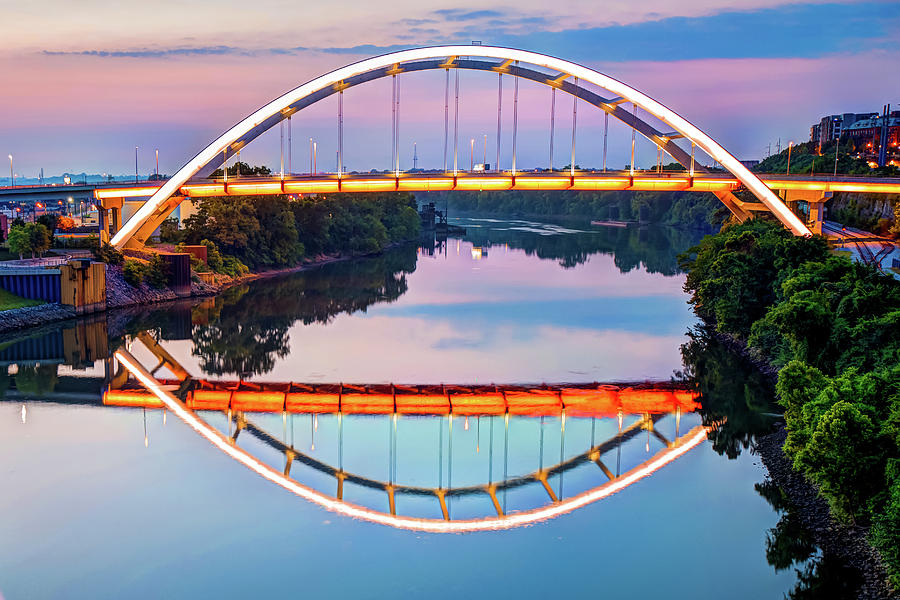 Nashville Veterans Memorial Bridge Reflection Photograph by Gregory Ballos