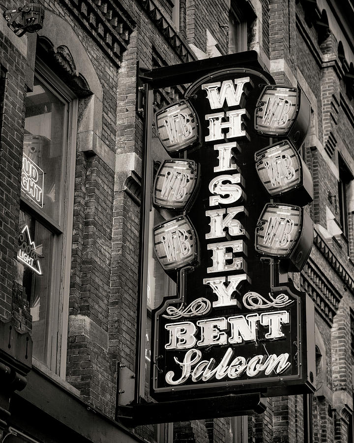 Nashville Photograph - Nashville Whiskey Saloon - bw by Stephen Stookey