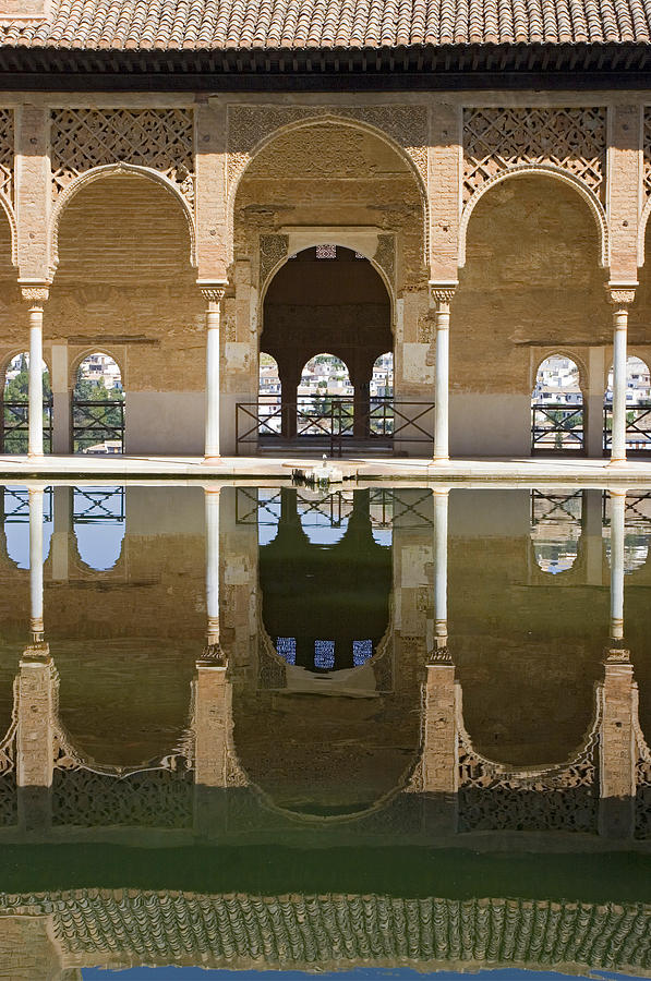 Nasrid Palace Arches Reflection At The Alhambra Granada Photograph