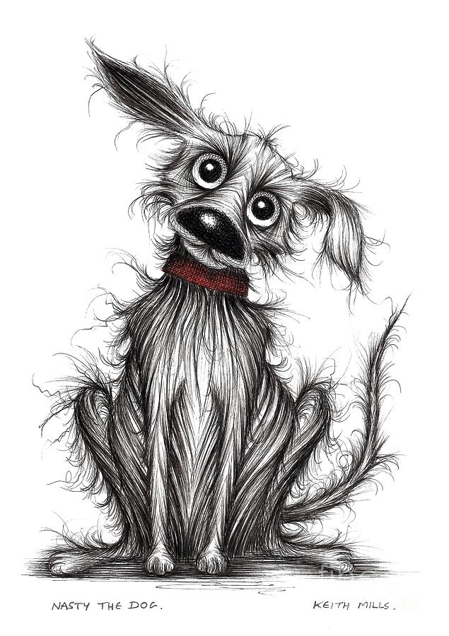Nasty the dog Drawing by Keith Mills