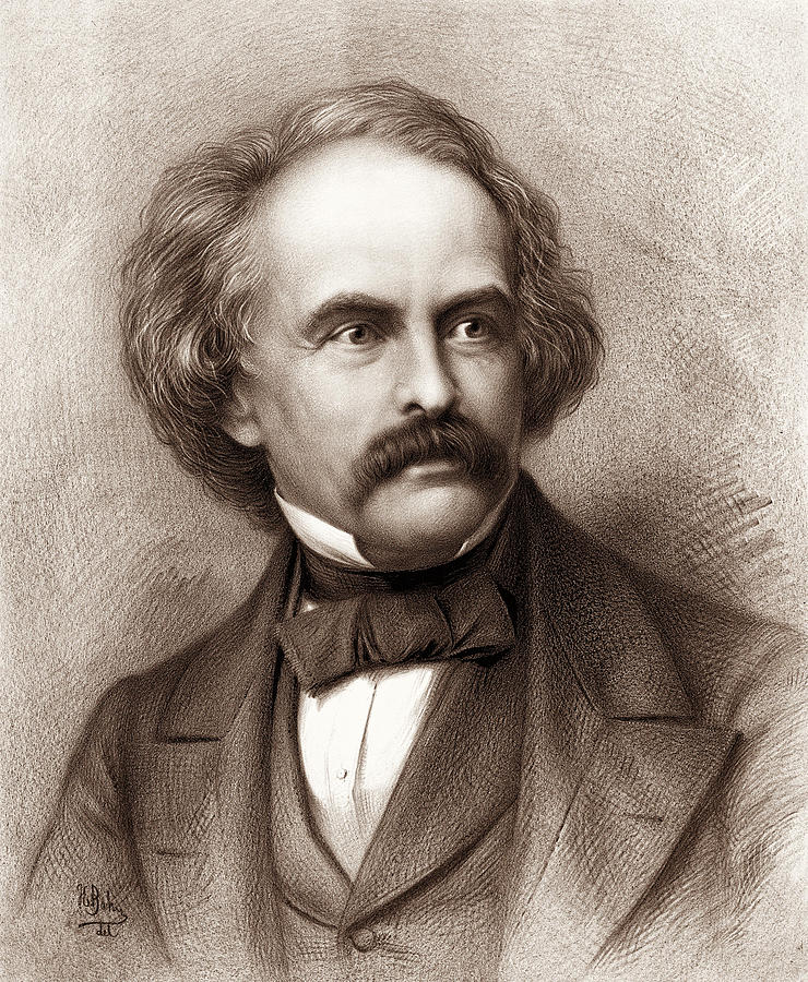 Book Drawing - Nathaniel Hawthorne - American Novelist by War Is Hell Store