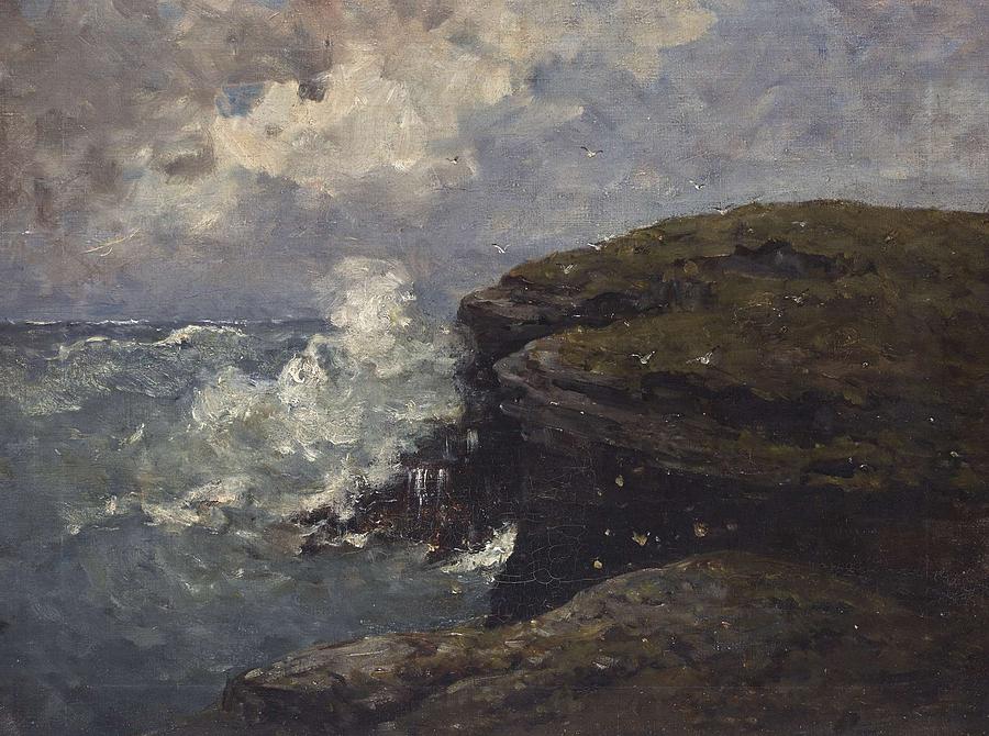 Nathaniel Hone, R.H.A. 1831-1917 CLIFFS NEAR KILRUSH, CO CLARE Painting ...