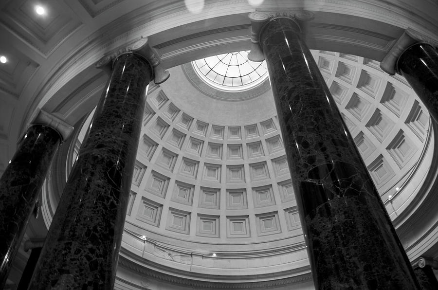 National Gallery of Art Rotunda In Black and White Photograph by Greg and Chrystal Mimbs