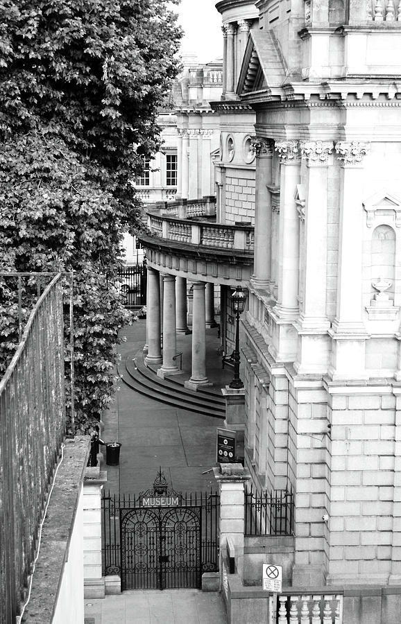 National Museum of Ireland Archeology Side Entrance Gate Dublin Ireland Black and White Photograph by Shawn OBrien