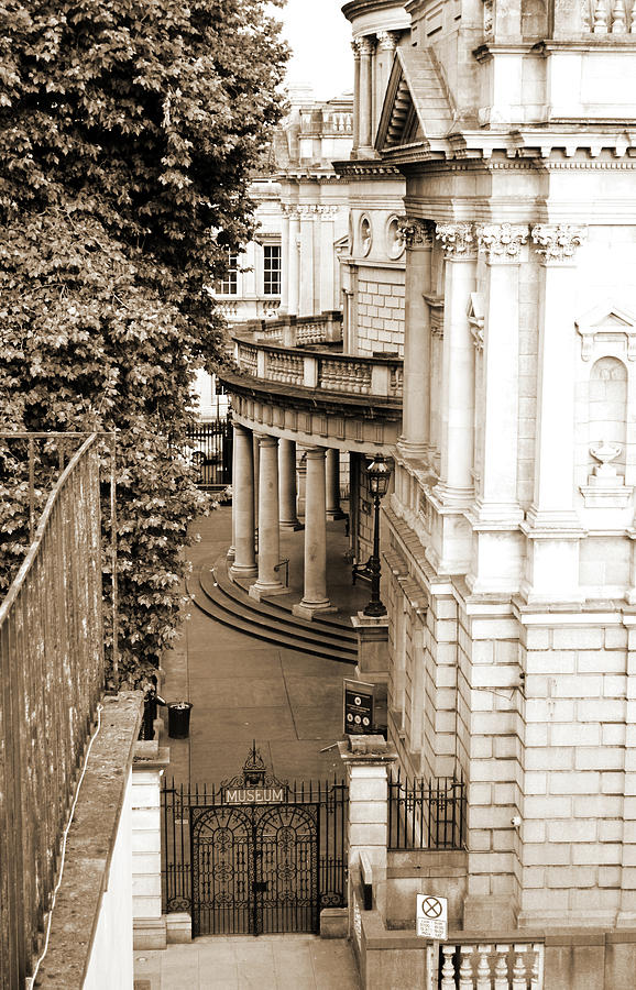 National Museum of Ireland Archeology Side Entrance Gate Dublin Ireland Sepia Photograph by Shawn OBrien