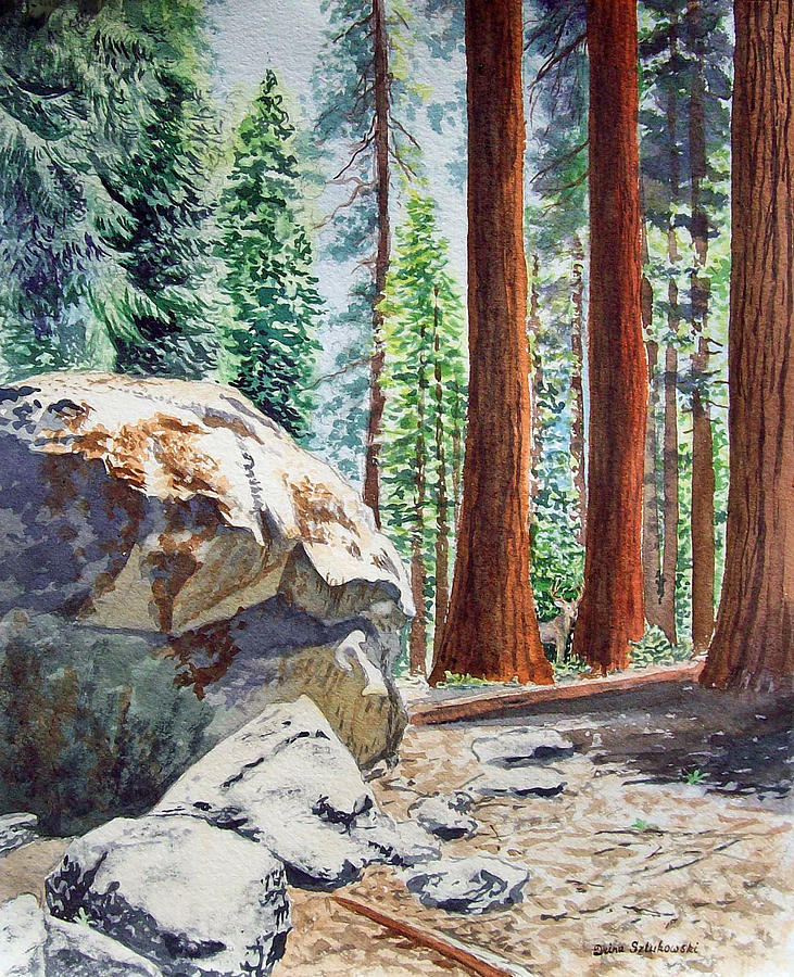 Deer Painting - National Park Sequoia by Irina Sztukowski