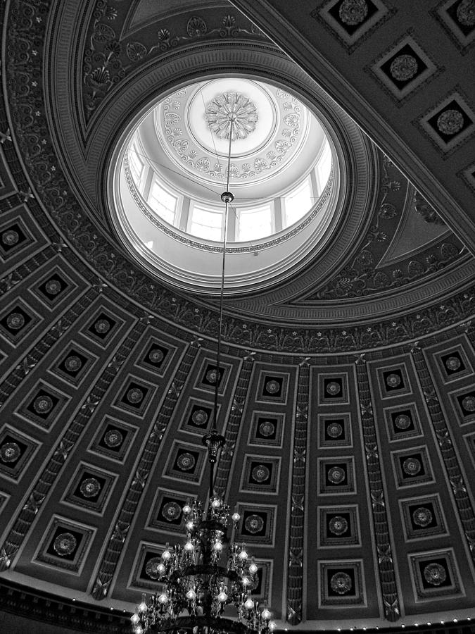 National Statuary Hall Ceiling in Black and White Photograph by Greg and Chrystal Mimbs