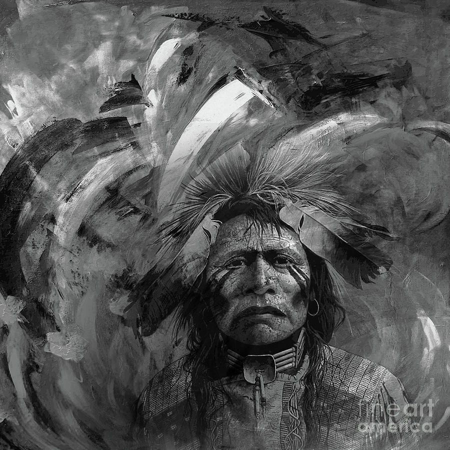 Native American 5545L Painting by Gull G
